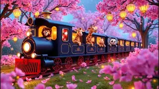 Animal Train Ride to Cherry Blossom Garden Nursery Rhyme | Fun Kids Song and Learning Adventure