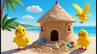 Three Chicks Build a Sand House 🐥🏖️ | 3D Animated Nursery Rhyme for Kids