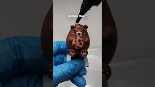 Make Clay Shiny With UV Resin Cold Porcelain Clay Cookie Bear #clay #resin #clayart #claycraft