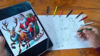 Paint 🎨 with me, Christmas day, drawing Santa Claus drawing, marker colour✍️