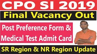 SSC CPO SI 2019 Final Vacancy, Post Preference Form, CPO 2019 Medical Test SR & NR Region Admit Card