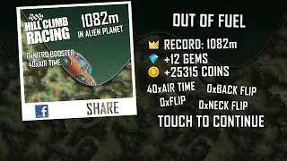 Hill Climb Racing: 1082m in Alien Planet on Used Car (no boosters, no pets, no cartapults)