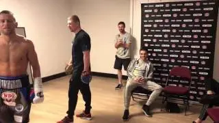 WBO World Champ Terry Flanagan punches coach Steve Maylett