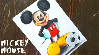 Mickey mouse drawing//Mickey mouse drawing in pastel colours//easy Mickey mouse drawing