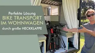 BIKE TRANSPORT im Wohnwagen! DIEBSTAHLSICHER das Rad im Wanderkuss Wohnwagen mit HECKKLAPPE fixieren