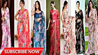 Floral print Saree collection// Floral satin, Georgette ,chiffon ,silk, printed saree collection//