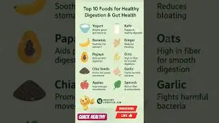 Top 10 Foods for Healthy Digestion & Gut Health 🌿  #HealthyGut #DigestionTips #shorts # Healthyfoods