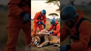 Wildlife Rescue Safely Removing Giant Slug from a Lion #wildlife #animalrescue #wildliferescue