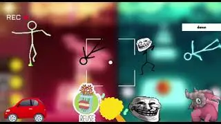 Stickman, troll 🧌 face. Tiles hop