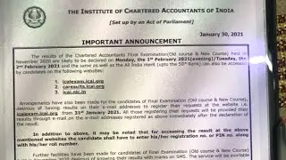 CA Final Result ICAI November 2020 Exam Result