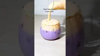 THAI TEA CREAM TARO MILK 💜🧡 #thaitea #recipe #homecafe #taromilk #asmr #thaiteataro