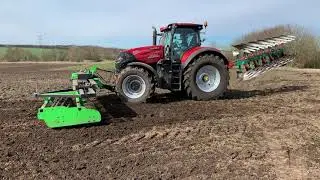 Caseih Optum 300 plouhing with kverland 6 furrow  2500s og kvikpack spring work Denmark 2021