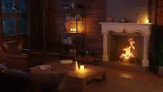 Sounds of a winter blizzard and crackling fireplace for sleep and meditation ❄️