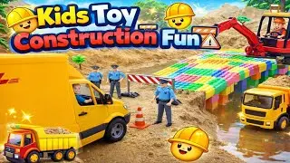 Kids Toy Construction Work 🚧 | Colorful Bridge & Truck Toys | Fun Learning Video for Children