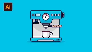 Adobe Illustrator CC Tutorial - Drawing a Flat Design Coffee Machine