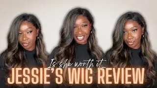 Jessie's Wig | Brown Highlights on Black Hair | 13x4 Lace Frontal Wig Install + Review | Tan Dotson