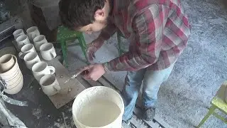 Двойное погружение) Глазуровка чашки с двух сторон. Double deep glazing.