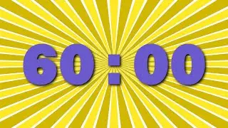 60 minutes Silent Countdown Timer | Bold Blue Font on Yellow Radial Background | No Music, No Sounds