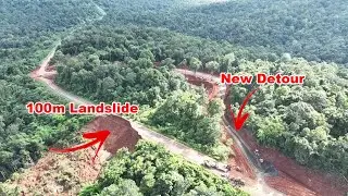Great Project Success Detour Road Building On Mountain By Landslide Using Bulldozer Excavator