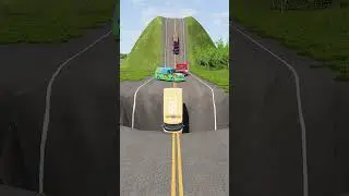 CARS & LOGS TRUCKS vs GIANT HOLE   Beamng Drive #shorts #massivepit #giantpit