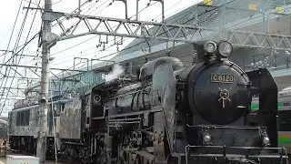2023年7月4日　蒸気機関車 C61 20 が高崎駅構内での試運転後に電気機関車 EF64 1001に牽引されてJR東日本 ぐんま車両センターへ入区しました。