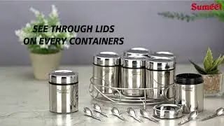 Sumeet Stainless Steel Masala Set | 7-Piece Spice Storage for Every Kitchen