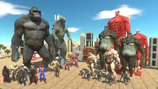 Kingkong X Godzilla X Superheros Vs Titan Team ARBS - Animal Revolt Battle Simulator