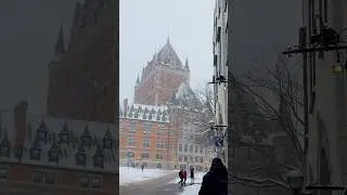 Chateau Frontenac in old Quebec City during snowy christmas 🎄