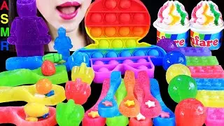 ASMR RAINBOW PUSH POP JELLY RAINBOW MARSHMALLOW RAINBOW KOHAKUTOU LEGO ROBOT SPOON MUKBANG CANDYS