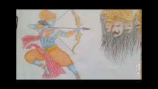 Dusshera Drawing | Ram Killing Ravan Drawing #ravandahan #drawing  #ram #dussehra #ravan #viral