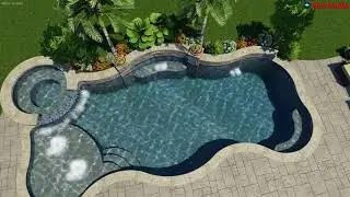 Freeform Pool/ Spa W/ Tanning Ledge And Raised Beam