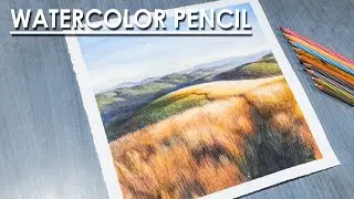 Grassland - Watercolor Pencil Landscape Composition | steps to follow