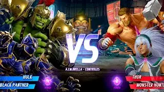 Халк и Чёрная Пантера против Тора и Охотника на монстров - [MARVEL против Capcom - Очень сложный ...