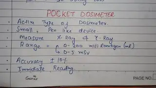 Pocket dosimeter (Active Dosimeter) | handwritten Shortnotes| important for all competitive exams