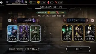 MORTAL KOMBAT Mobile.MK11Sub Zero,MK11Kabal & MK11Jade vs (Gold) Scorpion,Jason voorhees & Quan chi.