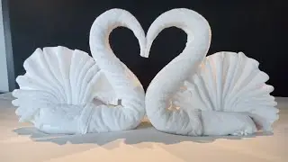 how to make towel folding swan||simple towel design||bed decoration||origami||RB LOVE#viralvideo