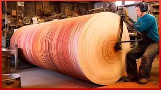 Woodworking Giant Extremely Dangerous!!! Red Wood Turning Skills - Working Giant Wood Lathe!