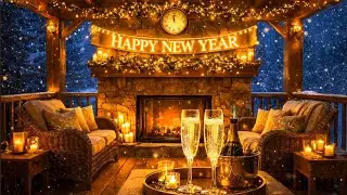 Cozy New Year 2026 Porch Fireplace Ambience ✨ Elegant Winter Night Screensaver | Relaxing TV Frame 