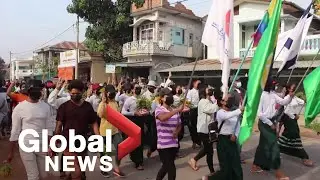 Myanmar anti-government protesters cancel new year festivities to hold demonstrations