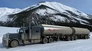 Canadian winter trucking and fuel hauling on the Alaska highway from Edmonton to Whitehorse, Yukon