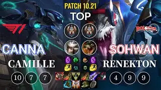 T1 Canna Camille vs KT SoHwan Renekton Top - KR Patch 10.21