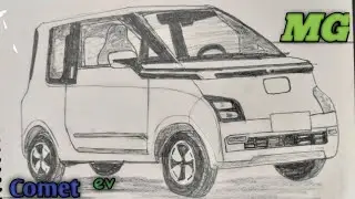 How to draw a MG comet ev car ✏️ Pencil drawing 