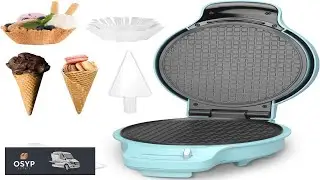 Baker's Friend Waffle Cone Maker Machine with Browning Control Nonstick Waffle Bowl