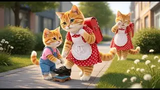 Mama Cat and Kittens Making Tiger Hats and Trimming Fur at Home 🐾🎩🐯 😿 | Cute Cat Mom