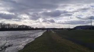 Hochwasser der Steinach in Sonneberg Malmerz Flutmulde
