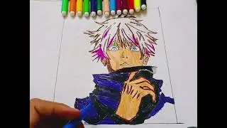 gojo satoru drawing from brsh pen  😍😍😍😍😙👋👋👋😀😀😀😁😁make buy sachin rawat😀😃😆