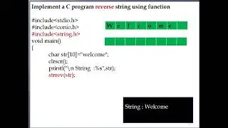 String  in C Language Reverse a String library function Part 28