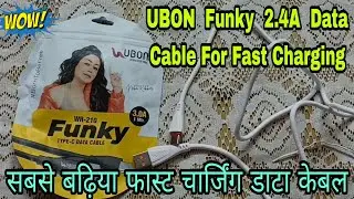 UBON  Funky  2.4A  Data Cable For Fast Charging & USB Data Sync V8,Type C Charger Wire for Mobile