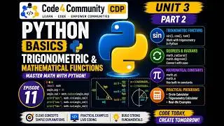 Python Basics Episode 11 | Trigonometric & Mathematical Functions | Code4Community CDP