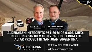 Aldebaran Intercepts 951.20 m of 0.60% CuEq, From the Altar Project in San Juan, Argentina